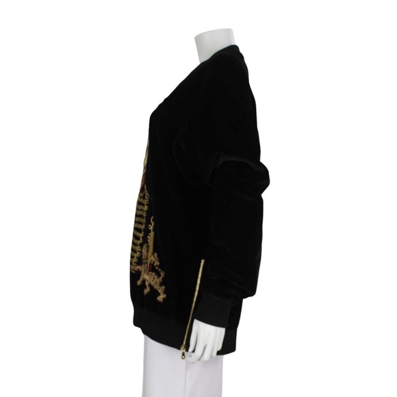 Dolce and Gabbana  Black Velvet Royal Fox Sweatshirt   IT 52 - Picture 3 of 9